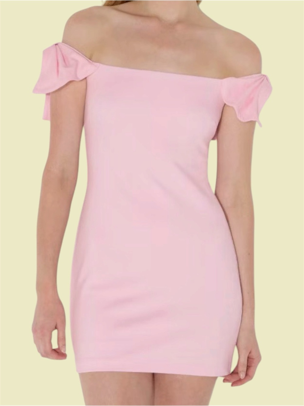 Wild Fable Light Pink Off the Shoulder Bow Short Sleeve Mini A-Line Dress - Picture 1 of 8